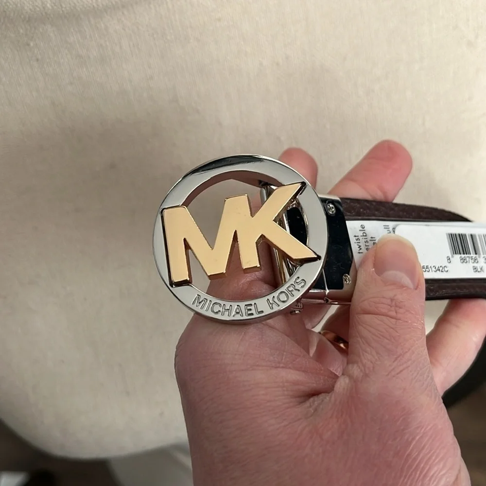 Michael Kors Reversible Leather Monogram Belt NWT